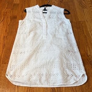 Aqua Woman’s White Eyelet V Neck Dress Size L